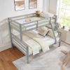 Twin over Full Bunk Bed with Thick Posts,Wooden Bunk Bed with High Guardrail and Ladder for Kids, Teens, Dorm Rooms, and Guest Rooms