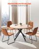 5-Piece Dining Table Set, Space-Saving Round Kitchen Table with 4 Upholstered Orange Chairs, PU Leather Cushions