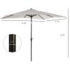 9 x 7 ft Patio Umbrella Outdoor Table Market with Crank Solar LED Lights Tilt Button for Deck Pool White
