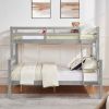Twin over Full Bunk Bed with Thick Posts,Wooden Bunk Bed with High Guardrail and Ladder for Kids, Teens, Dorm Rooms, and Guest Rooms