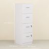 Vertical Filing Cabinet with Lock, 4 Drawer File Cabinet with Adjustable Hanging Bar for A4 and Letter Size, White