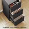 Vertical Filing Cabinet with 3 Drawers, Lock, File Cabinet for Home Office, A4 and Letter Size Files, Black