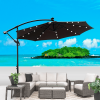 W65627956  Outdoor exposed table lamp Solar umbrella 10 feet Solar lamp umbrella LED lighting umbrella 8 rib umbrella crank / cross base Burgundy Sola