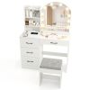 Makeup Vanity Desk Dressing Table and Stool Set with Mirror and Lights