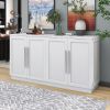 Sideboard with 4 Doors Large Storage Space Buffet Cabinet with Adjustable Shelves and Silver Handles for Kitchen,Dining Room,Living Room