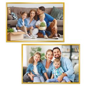2 Packs 16x24in Picture Frames Wall Gallery Photo Frame Wall Mounted Poster Display Frame for Horizontal Vertical Wall Mounted (Color: Gold)