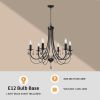 Black/Brushed Nickel Crystal Chandeliers, 6 Lights Farmhouse Crystals Chandelier for Dining Room