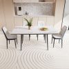 47"-63" expandable dining table set for 2-6 people, equipped with PU fabric thick cushioned dining chair and an elegant and spacious dining table