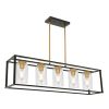 Lighting 5-Light Dining Room Light Modern Pendant Lighting for Kitchen Island with Clear Glass Shade Linear Cage Chandelier Hanging Ceiling Light
