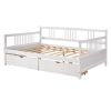 Full Size Daybed Wood Bed with Two Drawers