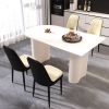63 "medieval modern cream style MDF dining table and PU dining chair set 4. Assemble Desktop and black metal leg dining chair set
