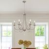 Black/Brushed Nickel Crystal Chandeliers, 6 Lights Farmhouse Crystals Chandelier for Dining Room