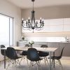 Black/Brushed Nickel Crystal Chandeliers, 6 Lights Farmhouse Crystals Chandelier for Dining Room