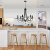 Black/Brushed Nickel Crystal Chandeliers, 6 Lights Farmhouse Crystals Chandelier for Dining Room