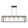 Lighting 5-Light Dining Room Light Modern Pendant Lighting for Kitchen Island with Clear Glass Shade Linear Cage Chandelier Hanging Ceiling Light
