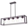 Lighting 5-Light Dining Room Light Modern Pendant Lighting for Kitchen Island with Clear Glass Shade Linear Cage Chandelier Hanging Ceiling Light