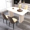 63 "medieval modern cream style MDF dining table and PU dining chair set 4. Assemble Desktop and black metal leg dining chair set