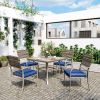 Pamapic Outdoor Dining Sets for 4 with Iron Frame & Rattan Backrest