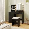 Makeup Vanity Desk Dressing Table and Stool Set with Mirror and Lights