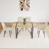 55" MDF Wood Colour Dining Table and Modern Dining Chair Set of 4, Mid Century Wooden Kitchen Table Set, Metal Base & Legs