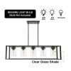 Lighting 5-Light Dining Room Light Modern Pendant Lighting for Kitchen Island with Clear Glass Shade Linear Cage Chandelier Hanging Ceiling Light
